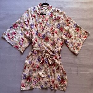 Private Luxuries Womens Vintage Floral Sheer Burnout Robe Kimono Size XL Granny